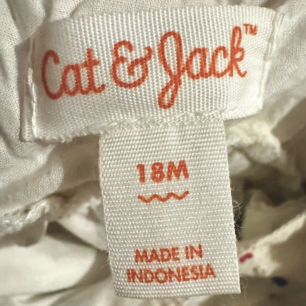 Cat & Jack Girls Short Sleeve Americana Cross Back Ruffle Dress. 18 Months.